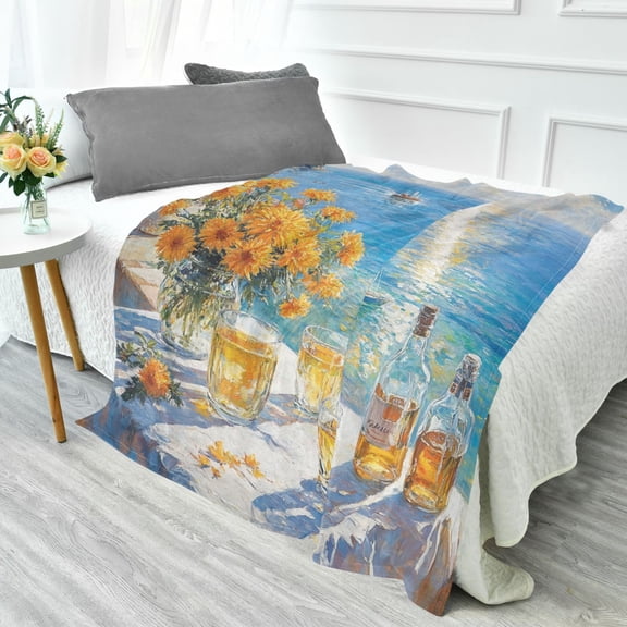 YAZAOO Travel Blanket Camping Blankets Fashion Sunny Ocean Retreat Patten