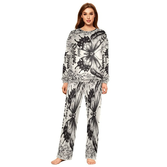 YAZAOO Women Slim Pajamas Loose Style Female Fashion Butterfly Pattern Pattern Sleepwear