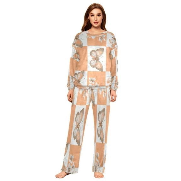 YAZAOO Women Slim Pajamas Loose Style Female Fashion Butterfly Serenade Pattern Sleepwear