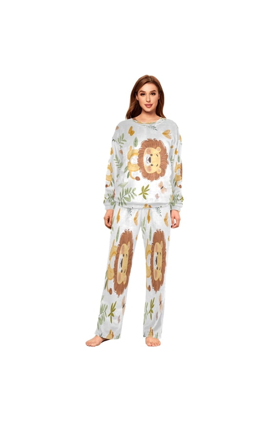 Women Slim Pajamas Loose Style Female Fashion Color Splash Leopards Pattern Sleepwear