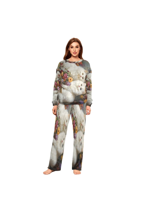 Women Slim Pajamas Loose Style Female Fashion Companions in Bloom Pattern Sleepwear