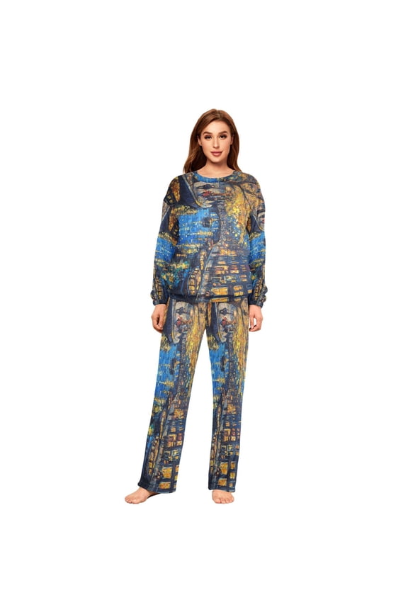 Women Slim Pajamas Loose Style Female Fashion Dreamy Bunny Clouds Pattern Sleepwear