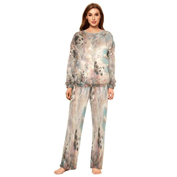 YAZAOO Women Slim Pajamas Loose Style Female Fashion Dreamy Panda Paradise Pattern Sleepwear
