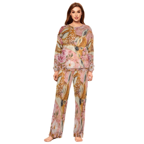 YAZAOO Women Slim Pajamas Loose Style Female Fashion Floral Whispers Pattern Sleepwear