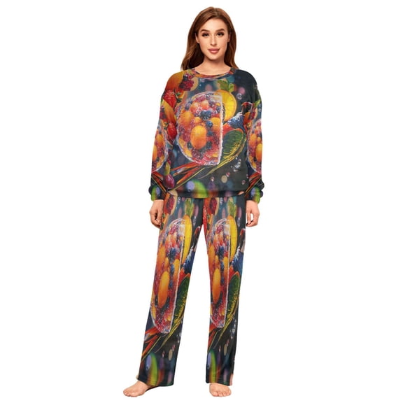 YAZAOO Women Slim Pajamas Loose Style Female Fashion Fruit Fiesta Delight Pattern Sleepwear