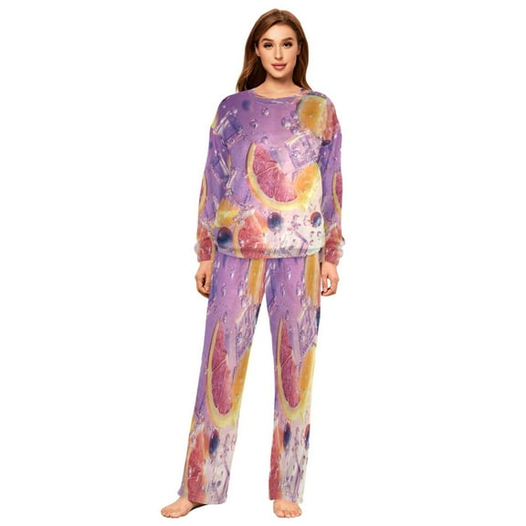 YAZAOO Women Slim Pajamas Loose Style Female Fashion Fruit Fusion Pattern Sleepwear