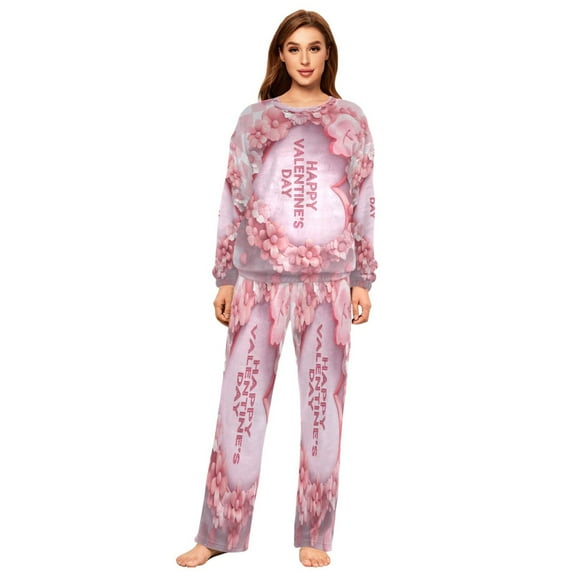 YAZAOO Women Slim Pajamas Loose Style Female Fashion Heartfelt Valentine’s Bliss Pattern Sleepwear