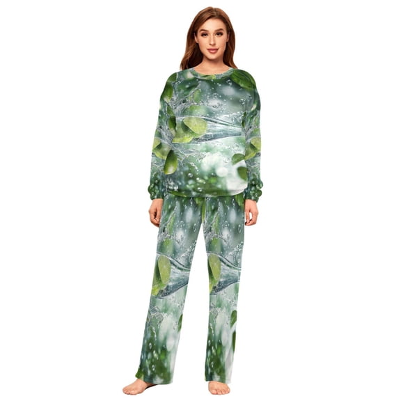 YAZAOO Women Slim Pajamas Loose Style Female Fashion Lime Soda Bottle Splash Pattern Sleepwear