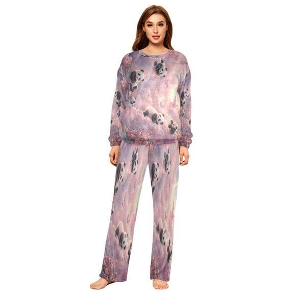 YAZAOO Women Slim Pajamas Loose Style Female Fashion Panda Playground Pattern Sleepwear