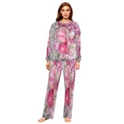 YAZAOO Women Slim Pajamas Loose Style Female Fashion Perfume Bottles with Flowers Pattern Sleepwear