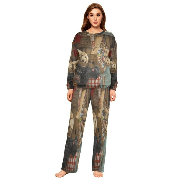 YAZAOO Women Slim Pajamas Loose Style Female Fashion Puppies Play with Toys Pattern Sleepwear