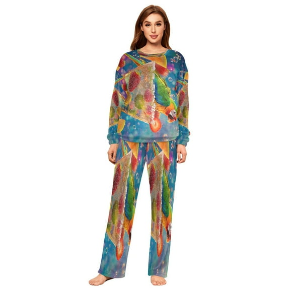 YAZAOO Women Slim Pajamas Loose Style Female Fashion Sparkling Summer Sips Pattern Sleepwear