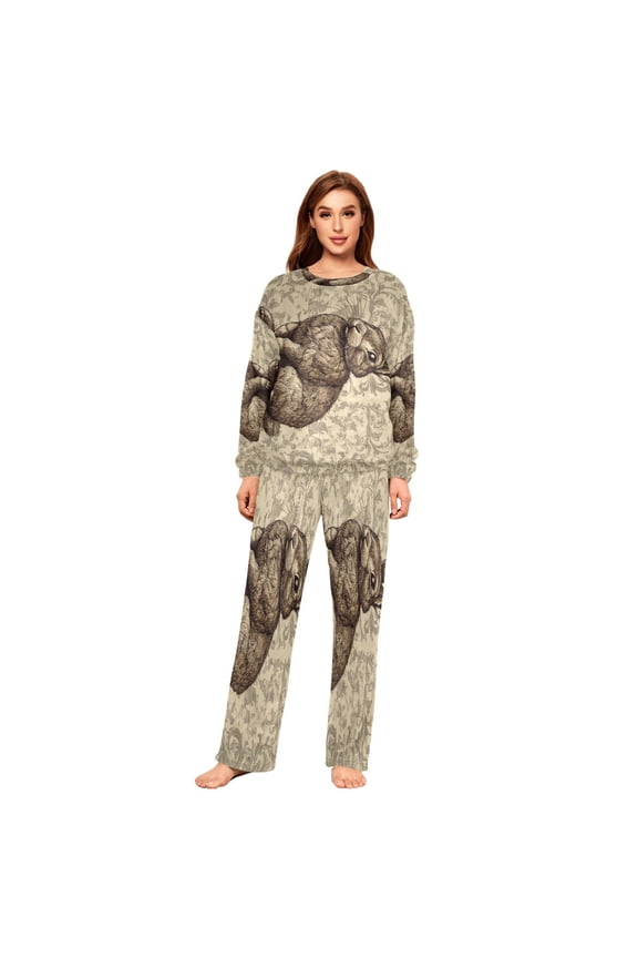 Women Slim Pajamas Loose Style Female Fashion Timeless Bunny Charm Pattern Sleepwear