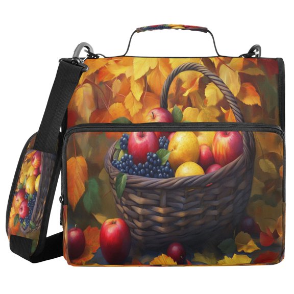 YAZAOO Zipper Binder trapper keeper Documents Organized Design Basket Of Fruits Autumn Printed