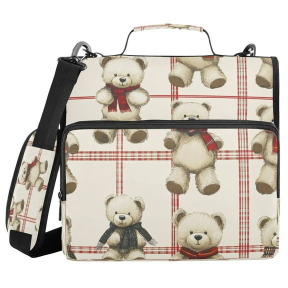 YAZAOO Zipper Binder trapper keeper Documents Organized Design Bear Hugs and Checkered Love Printed