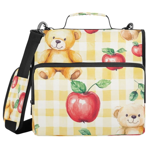 YAZAOO Zipper Binder trapper keeper Documents Organized Design Bears Apple Delight Printed