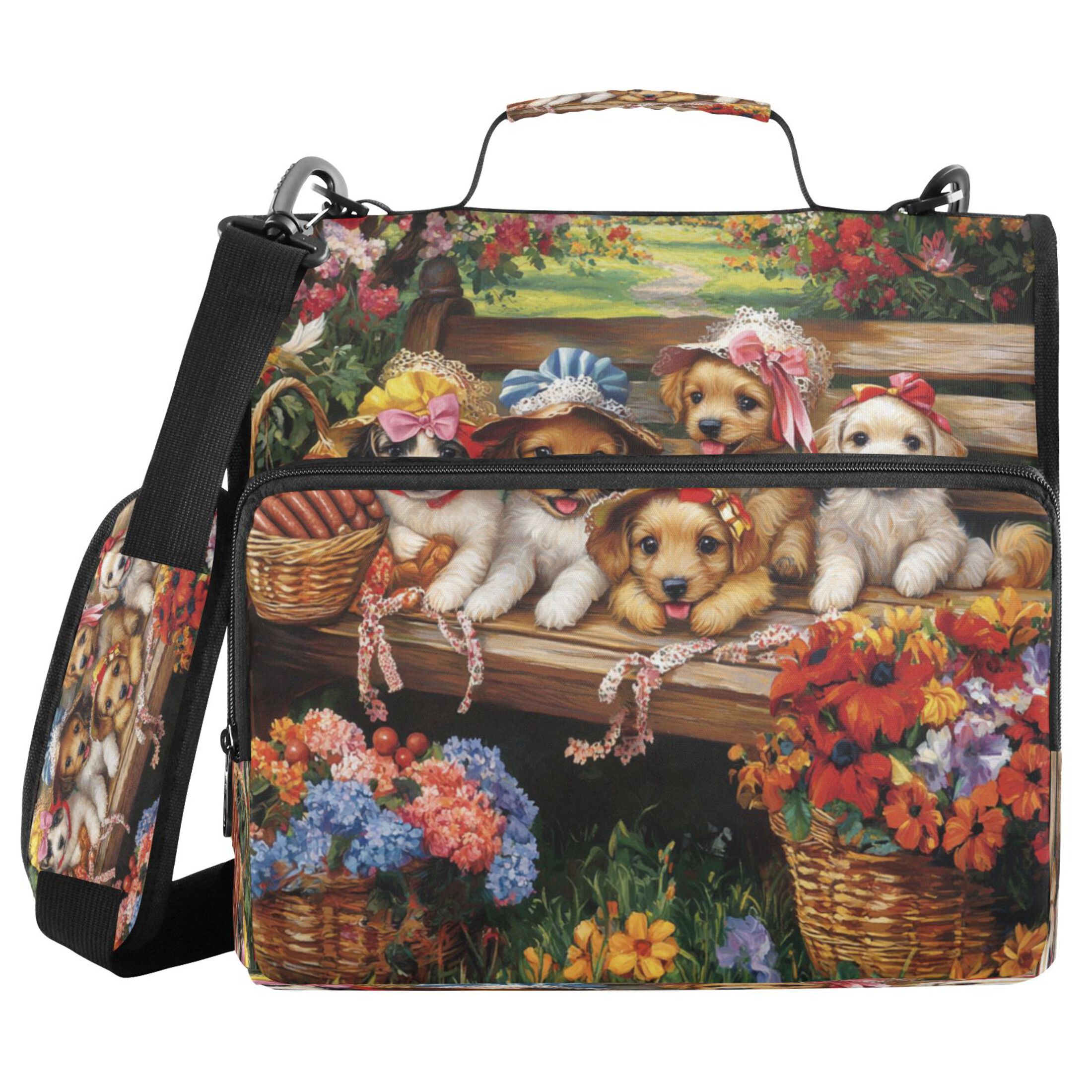 YAZAOO Zipper Binder trapper keeper Documents Organized Design Blossom Buddies on A Bench Printed