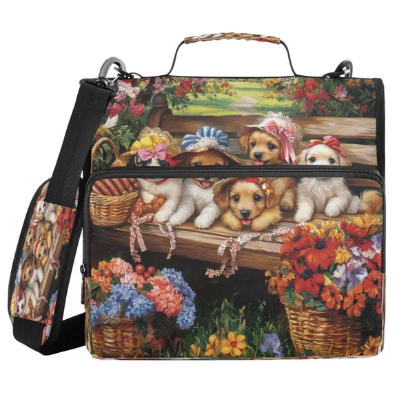 YAZAOO Zipper Binder trapper keeper Documents Organized Design Blossom Buddies on A Bench Printed