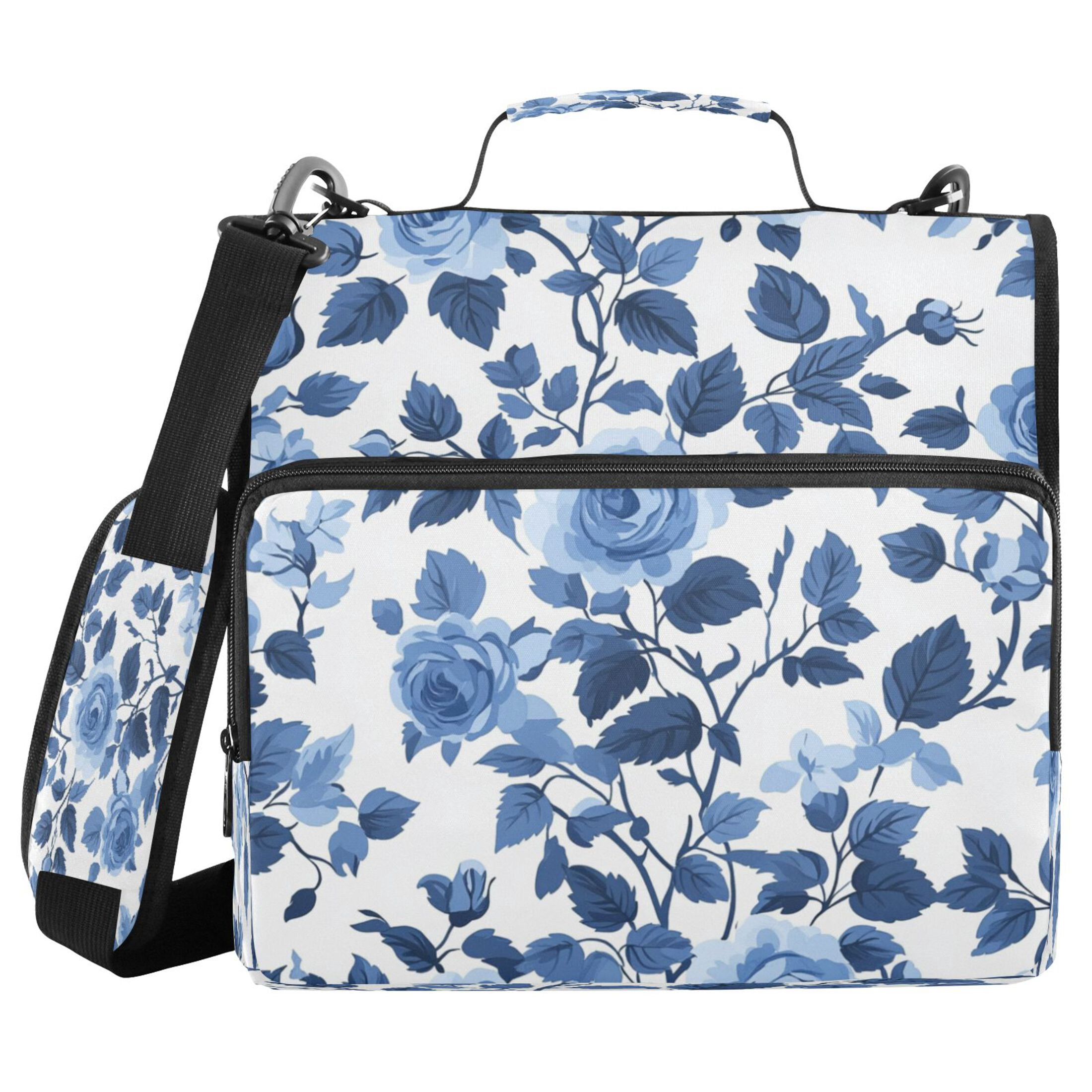 YAZAOO Zipper Binder trapper keeper Documents Organized Design Blue Bloom Serenade Printed