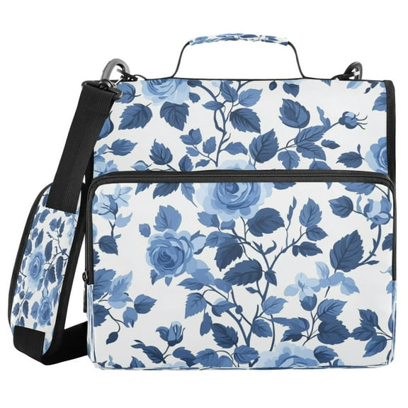 YAZAOO Zipper Binder trapper keeper Documents Organized Design Blue Bloom Serenade Printed