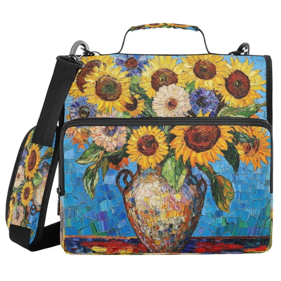 YAZAOO Zipper Binder trapper keeper Documents Organized Design Bold Bouquet in Blissful Blue Printed