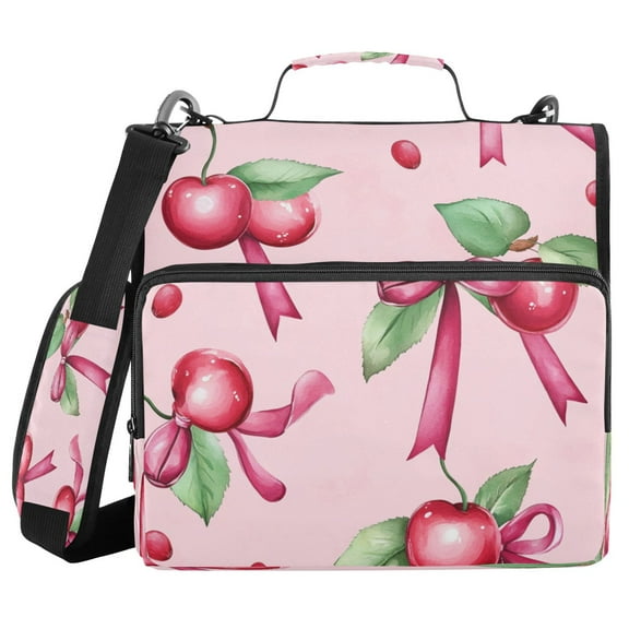 YAZAOO Zipper Binder trapper keeper Documents Organized Design Bows & Cherries Printed
