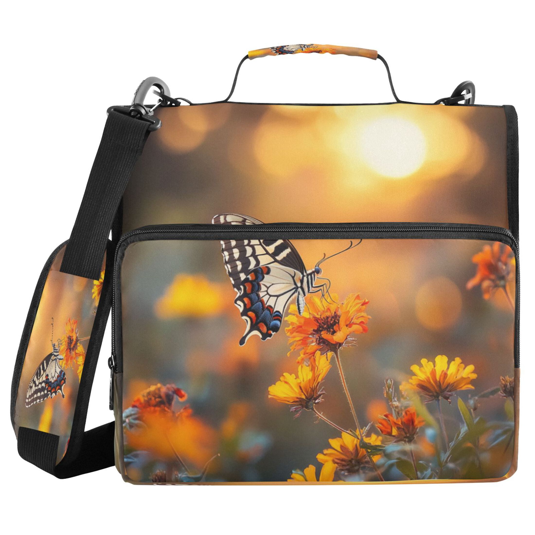 YAZAOO Zipper Binder trapper keeper Documents Organized Design Butterfly Serenade Printed