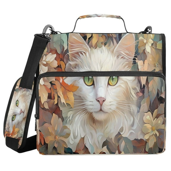 YAZAOO Zipper Binder trapper keeper Documents Organized Design Cat Surrounded by White Printed