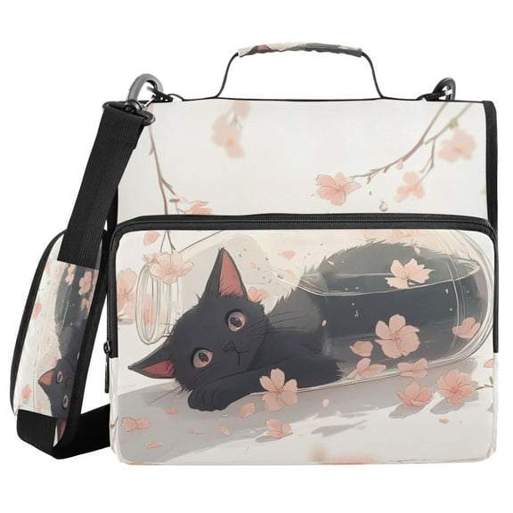 YAZAOO Zipper Binder trapper keeper Documents Organized Design Cat in Bloom Printed