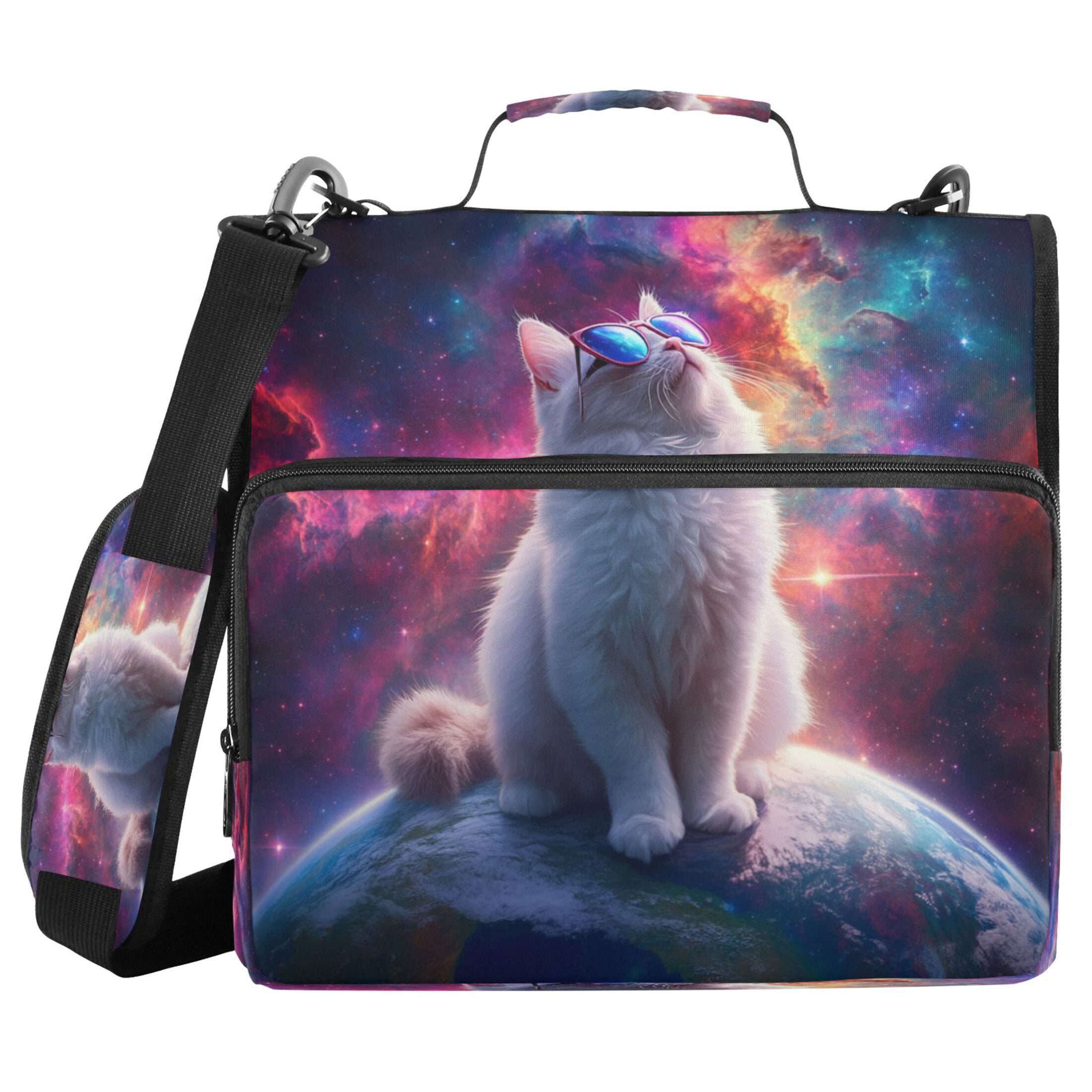 YAZAOO Zipper Binder trapper keeper Documents Organized Design Cat in Space Printed