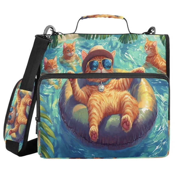 YAZAOO Zipper Binder trapper keeper Documents Organized Design Cats Swimming Printed