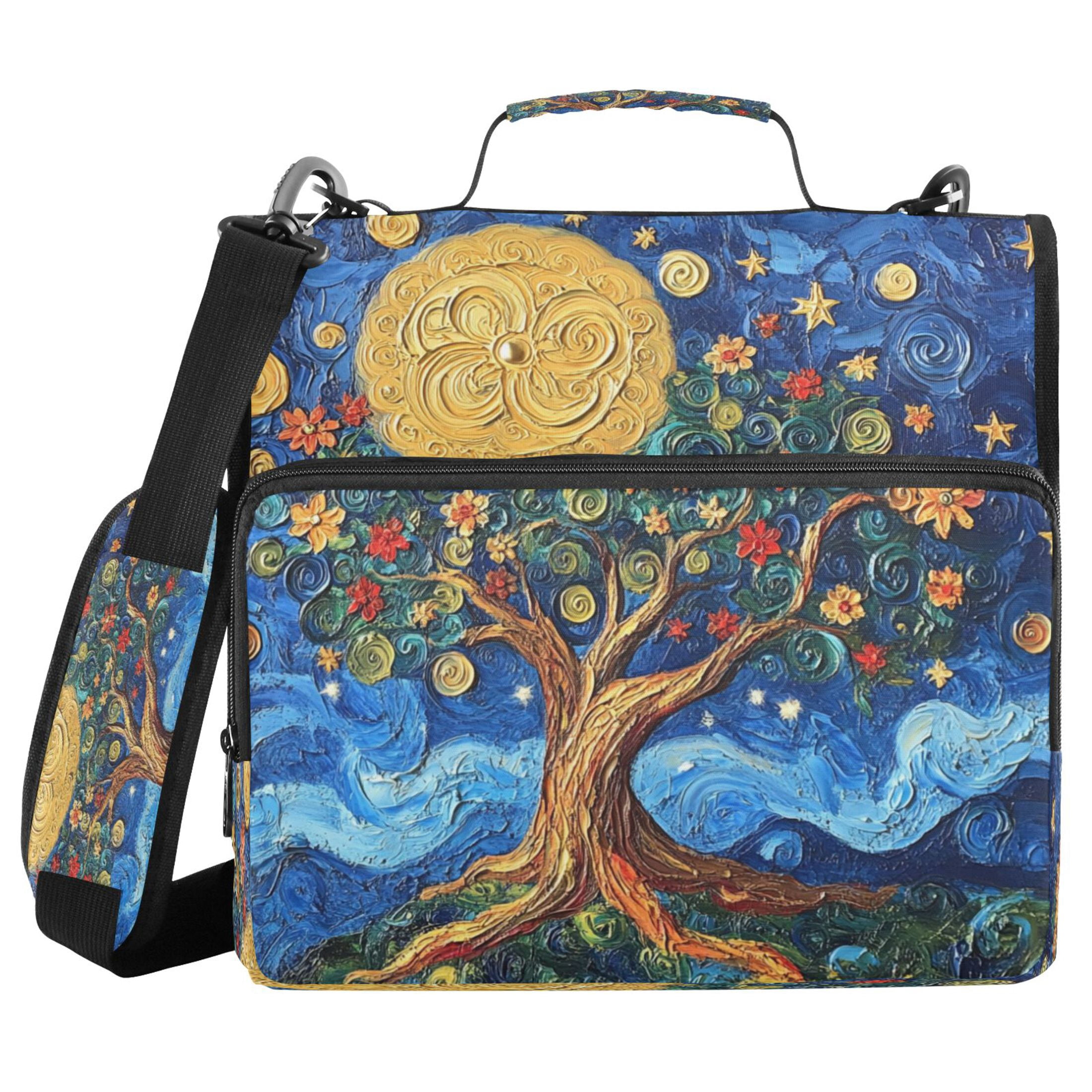 YAZAOO Zipper Binder trapper keeper Documents Organized Design Celestial Garden Printed