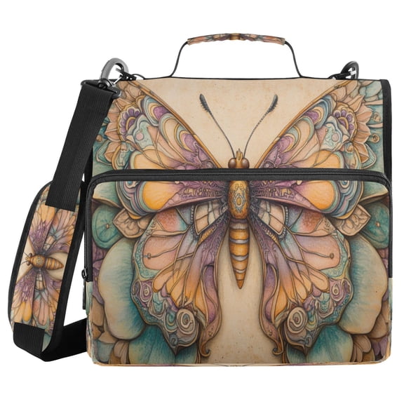 YAZAOO Zipper Binder trapper keeper Documents Organized Design Colorful Abstract Butterfly Printed