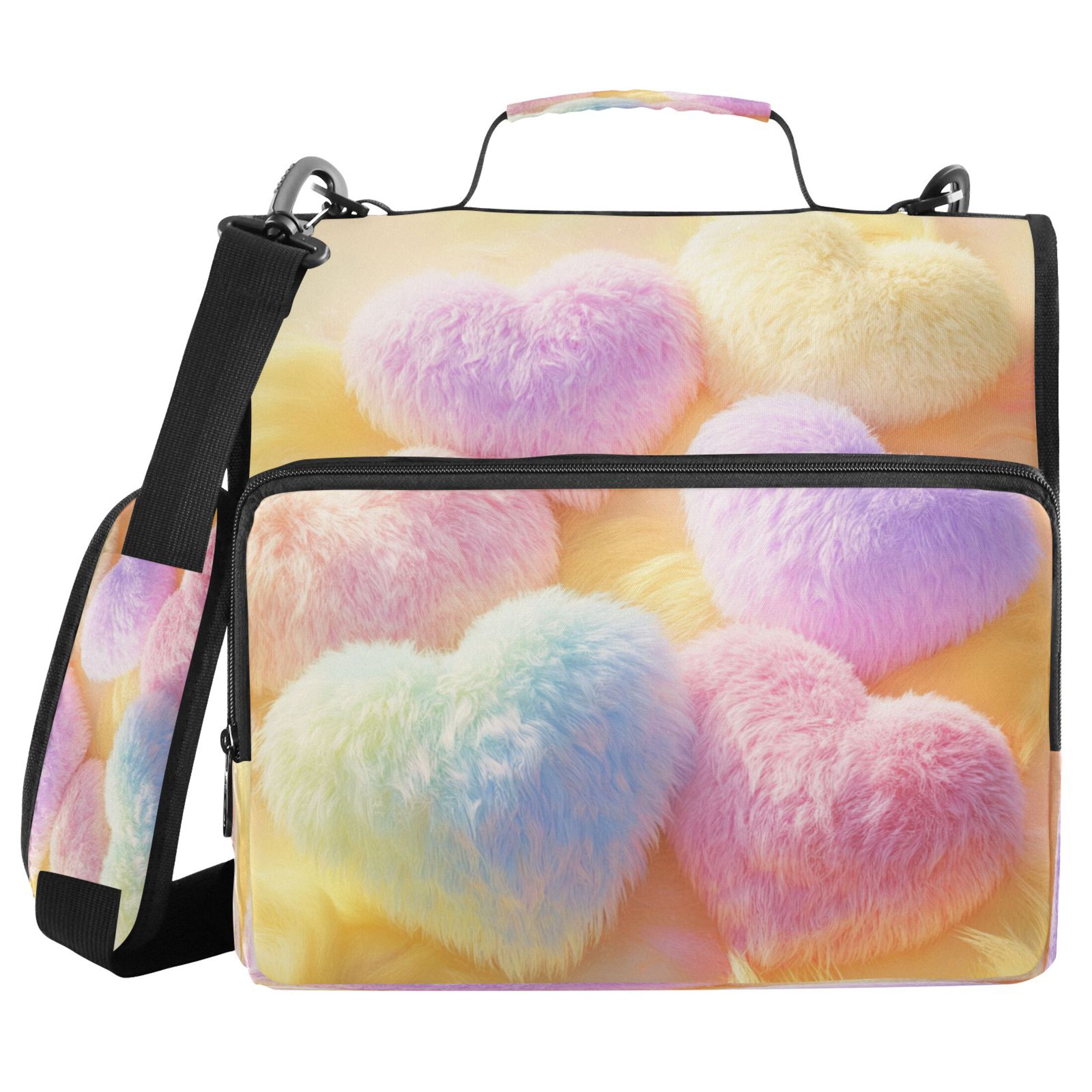 YAZAOO Zipper Binder trapper keeper Documents Organized Design Colorful Heart Pillows Printed