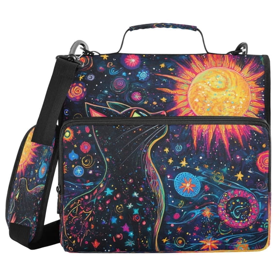 YAZAOO Zipper Binder trapper keeper Documents Organized Design Cosmic Cat Printed