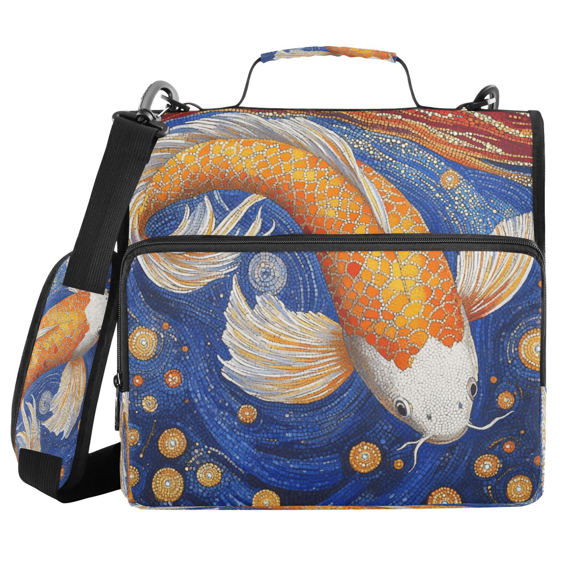 YAZAOO Zipper Binder trapper keeper Documents Organized Design Cosmic Koi Printed