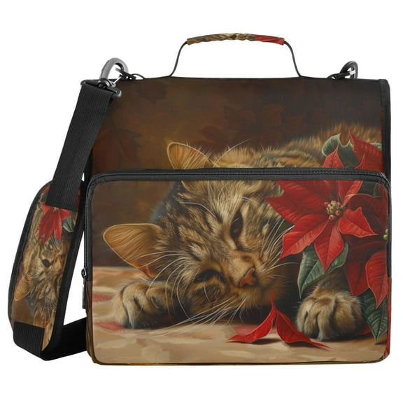 YAZAOO Zipper Binder trapper keeper Documents Organized Design Cozy Cat with Florals Printed