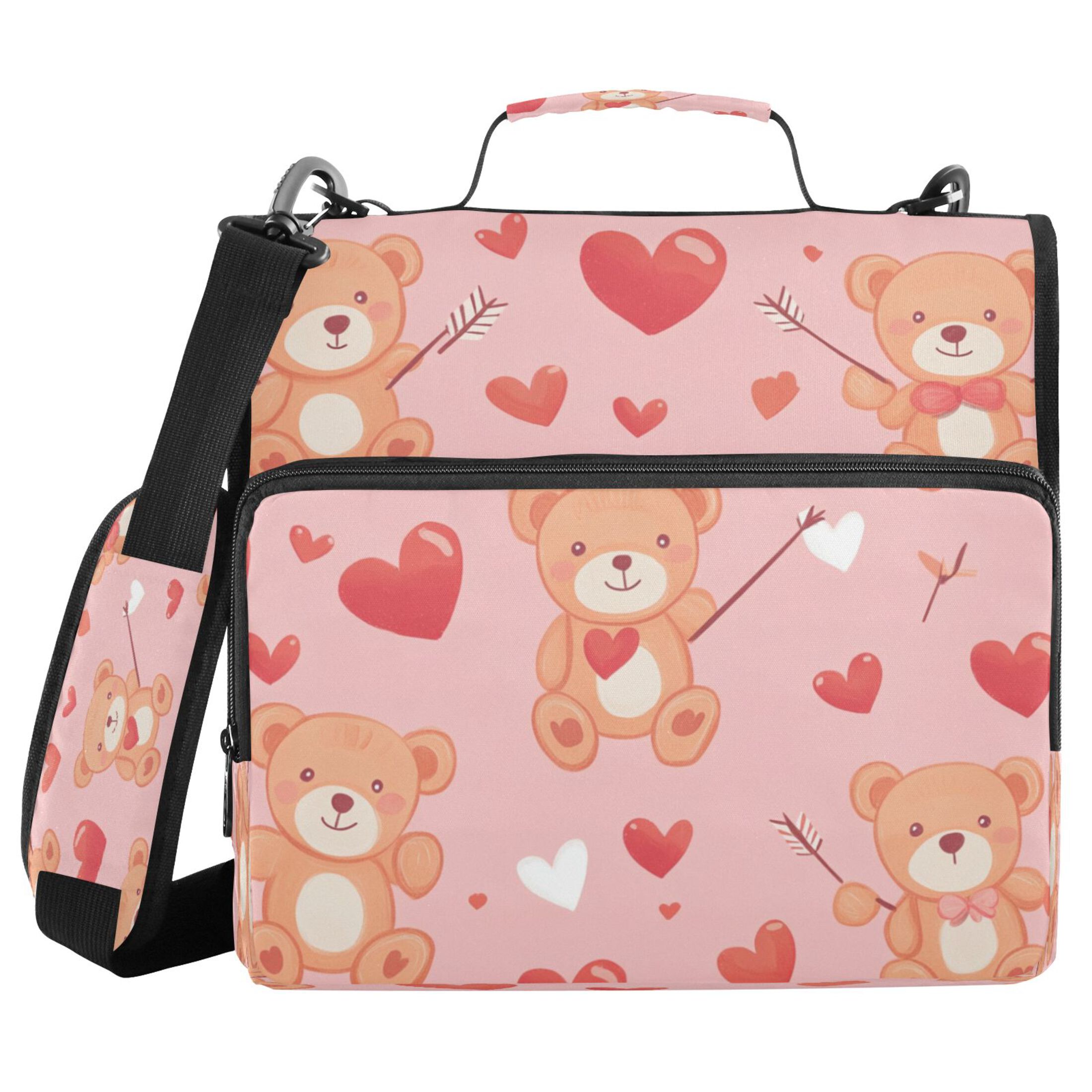 YAZAOO Zipper Binder trapper keeper Documents Organized Design Cupid's Bears Printed