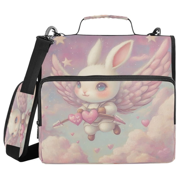 YAZAOO Zipper Binder trapper keeper Documents Organized Design Cupid’s Bunny Printed