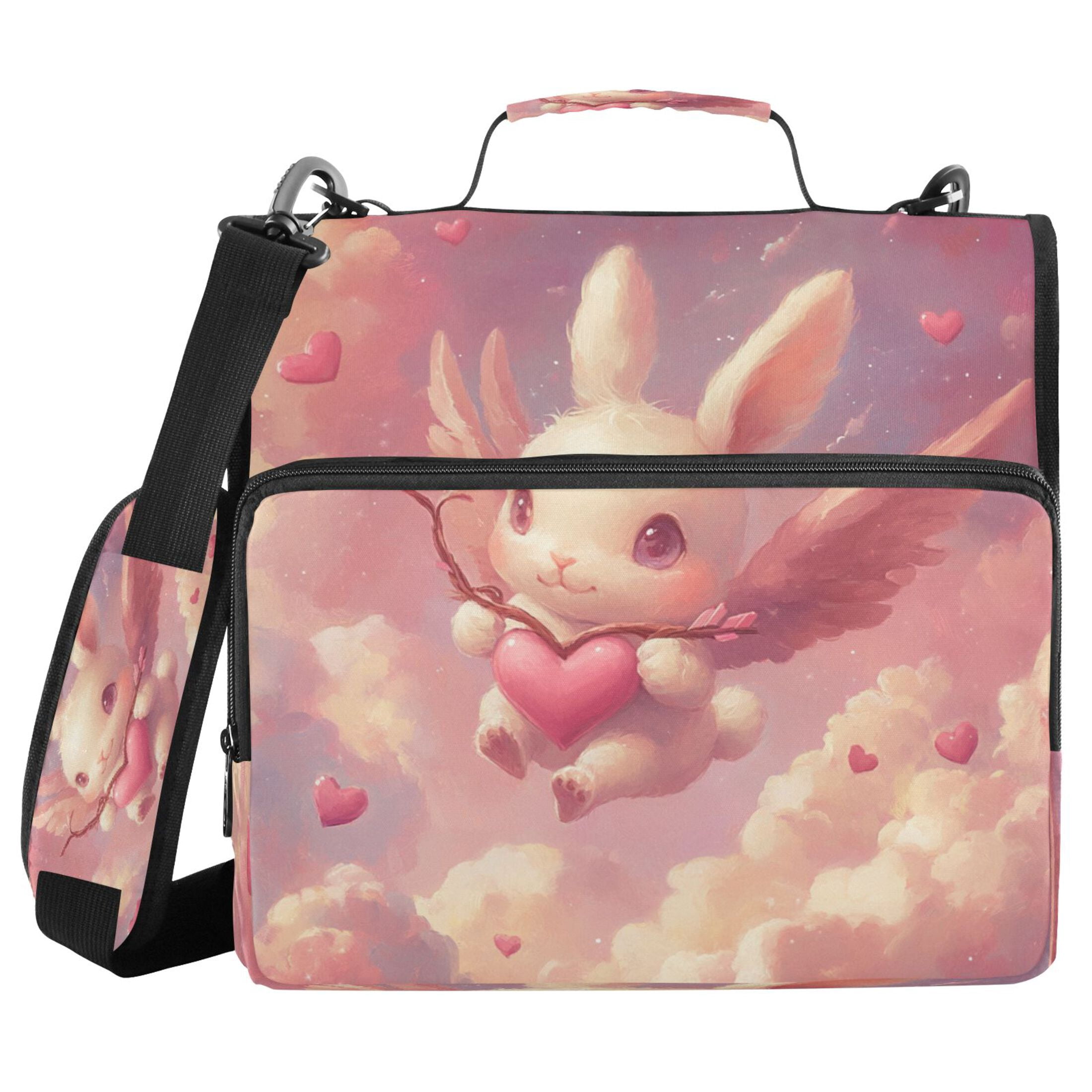 YAZAOO Zipper Binder trapper keeper Documents Organized Design Cupid’s Bunny Printed