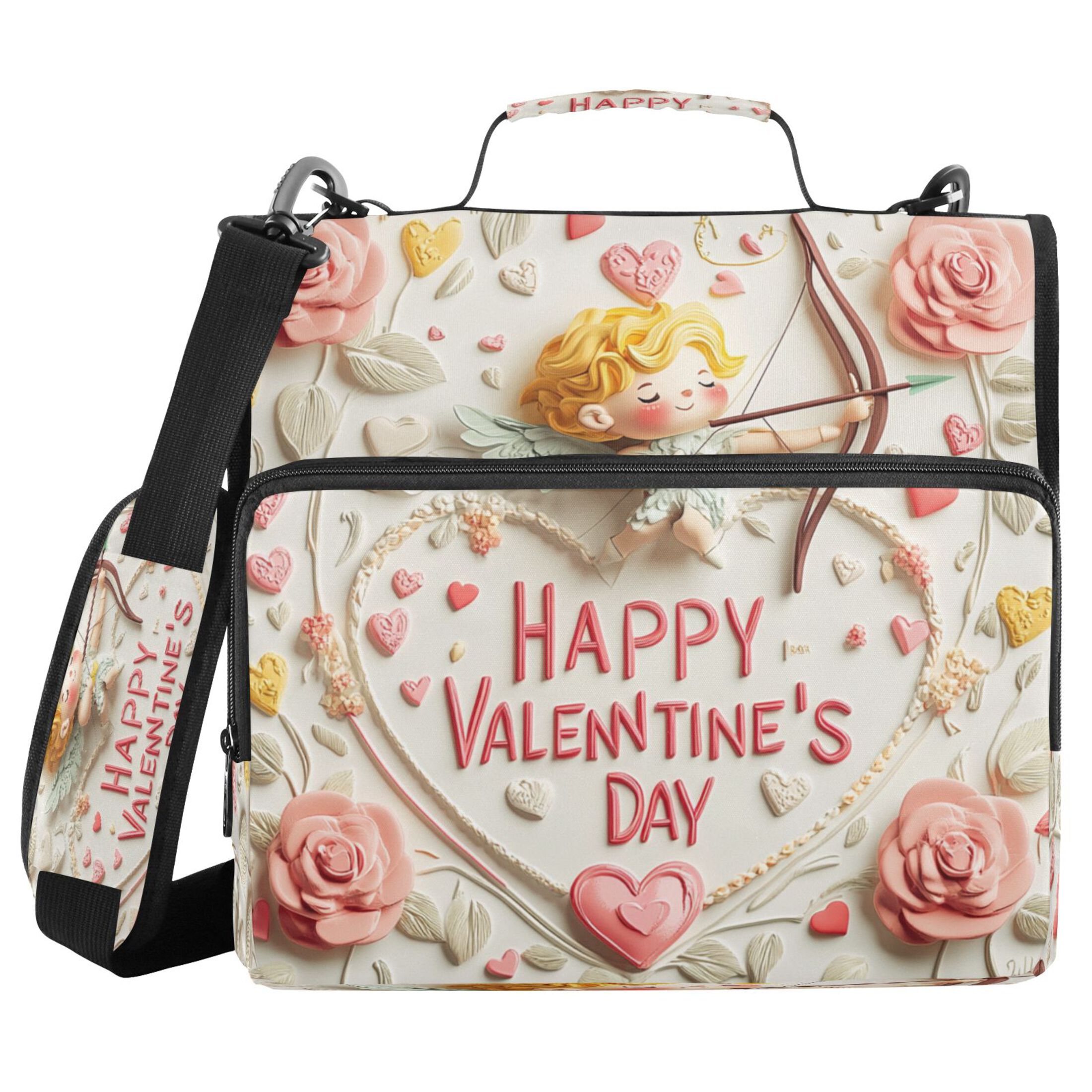 YAZAOO Zipper Binder trapper keeper Documents Organized Design Cupid’s Touch Printed