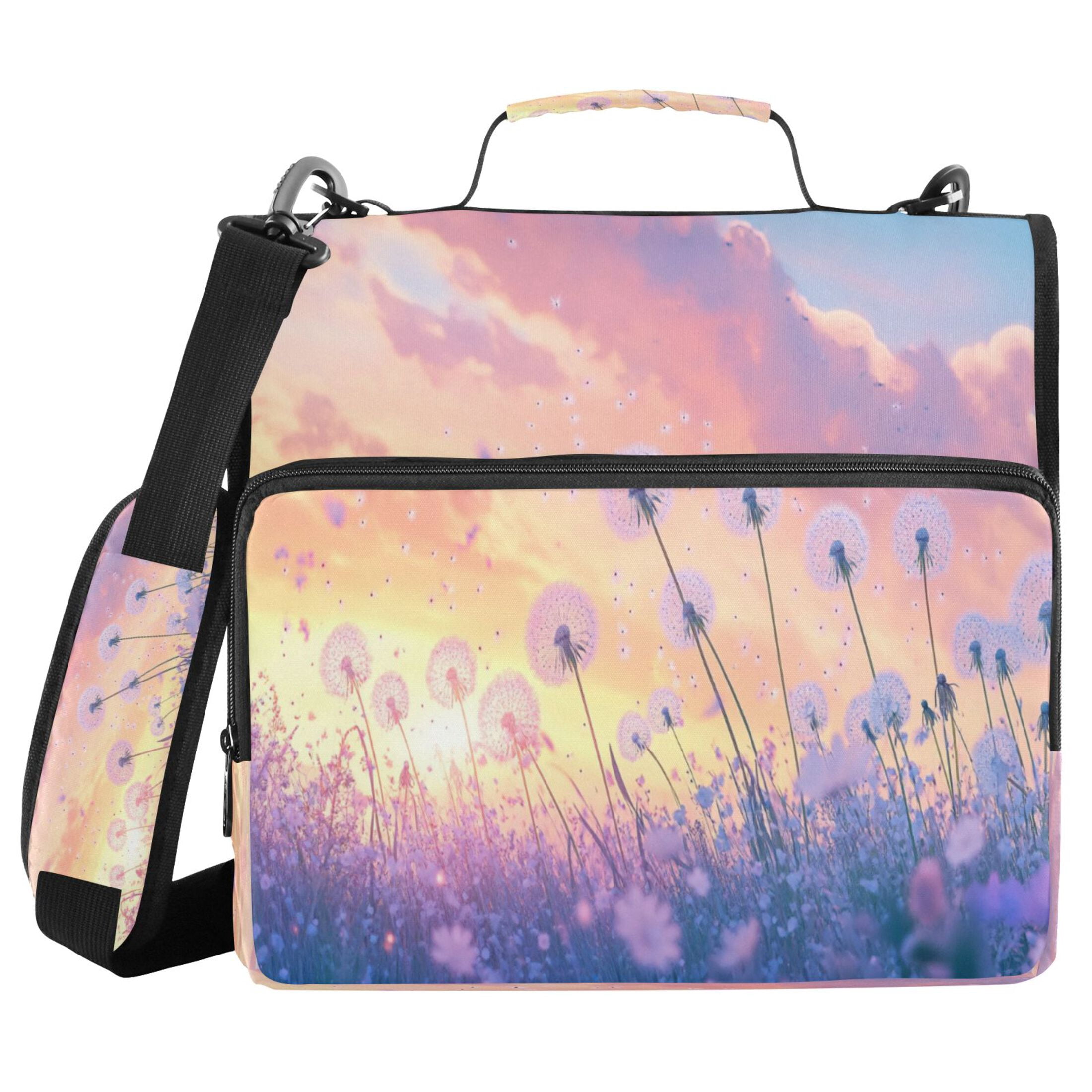 YAZAOO Zipper Binder trapper keeper Documents Organized Design Dandelions in Colorful Field Printed
