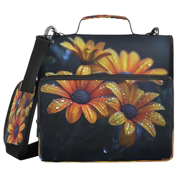 YAZAOO Zipper BinderTrapper of keeper Documents Organized Design Dew-kissed Orange Blossoms Printed