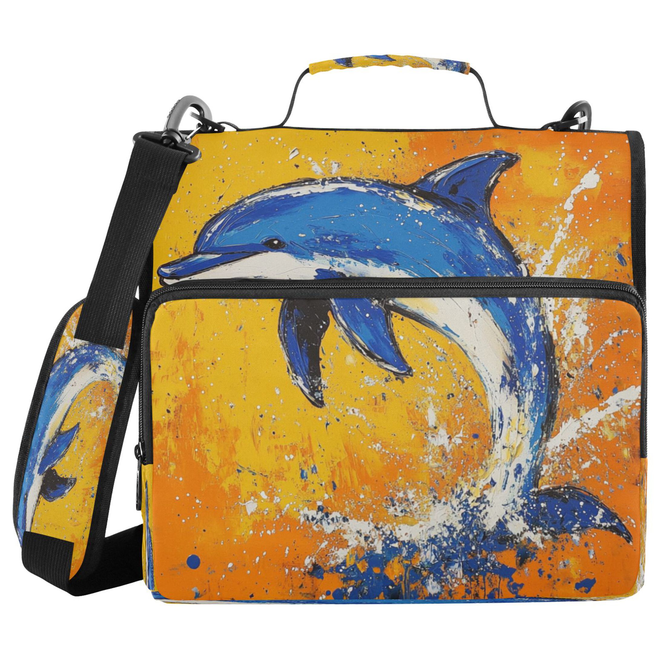 YAZAOO Zipper Binder trapper keeper Documents Organized Design Dolphin Dance Printed
