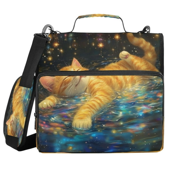 YAZAOO Zipper Binder trapper keeper Documents Organized Design Dreamy Cat Splash Printed