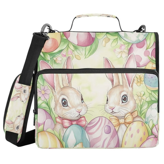 YAZAOO Zipper Binder trapper keeper Documents Organized Design Easter Bunny Bliss Printed