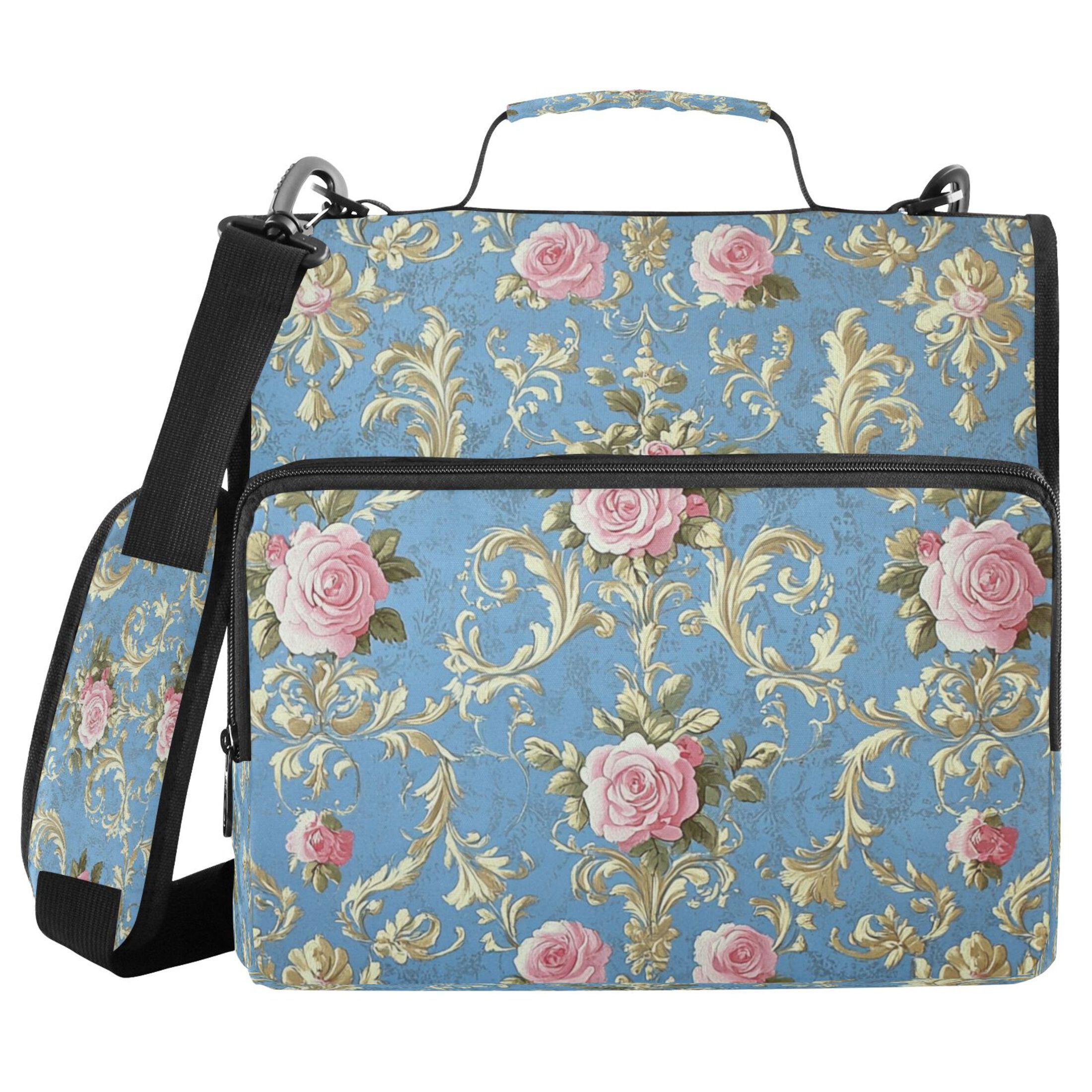 YAZAOO Zipper Binder trapper keeper Documents Organized Design Elegant Floral Damask Design Printed