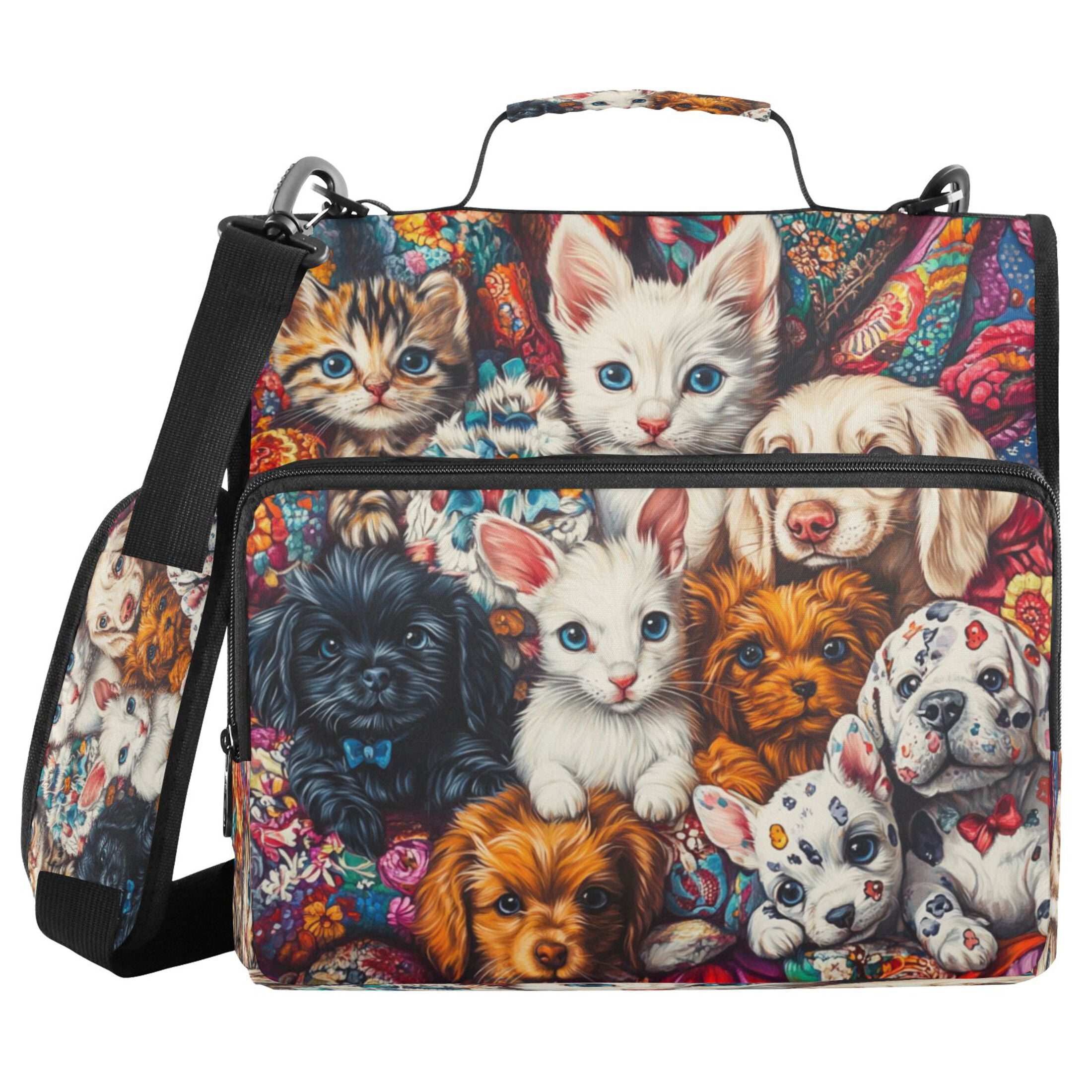 YAZAOO Zipper Binder trapper keeper Documents Organized Design Feline and Canine Friends Printed