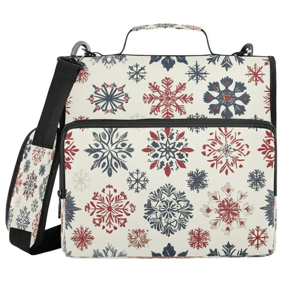 YAZAOO Zipper Binder trapper keeper Documents Organized Design Festive Winter Snowflakes Printed
