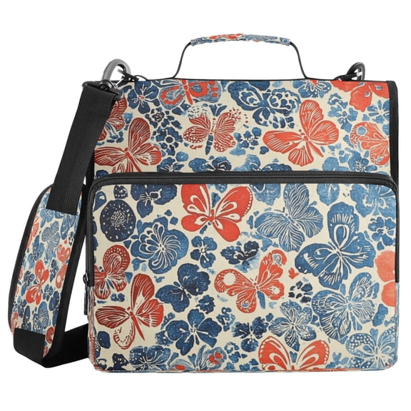 YAZAOO Zipper Binder trapper keeper Documents Organized Design Floral Butterfly Dance Printed